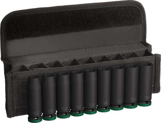 Juego de vasos de impacto Bosch PRO de 1/2 pulgada de profundidad, 9 piezas.